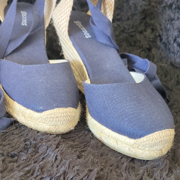 Elegant Blue Espadrille Wedges - Picture 3 of 7